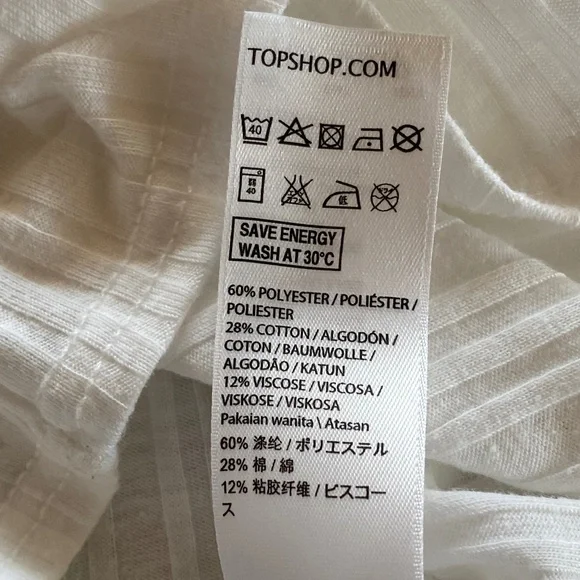 Topshop Alexa tee short sleeve ribbed white size 2 - Picture 11 of 11